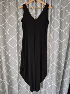 Nik and Nash Small Black Sleeveless Classic Boho Peasant Minimalist  Jumpsuit